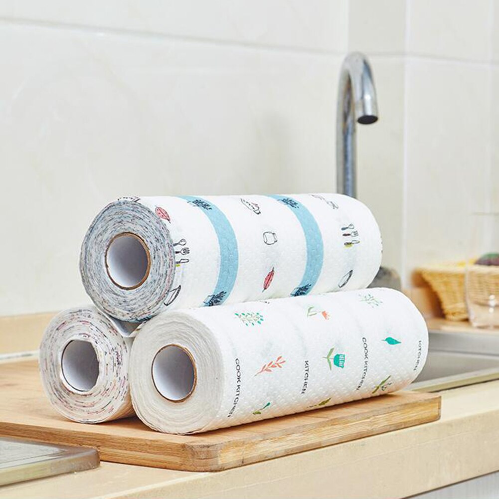 1 Roll Portable Restaurant Kitchen Disposable Non-woven Towel Wet Dry Use Cleaning Rag Dish Cloth