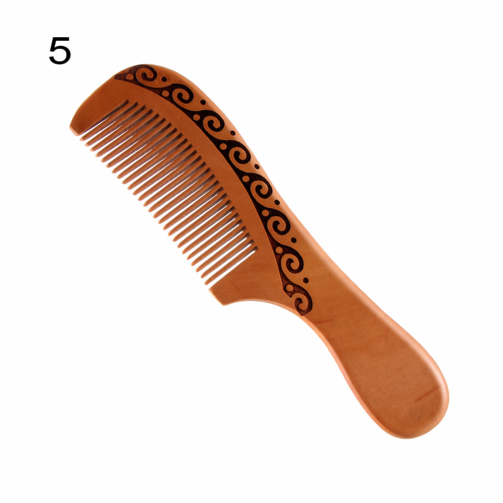 1 pc naturligt persikoträ handgjord fin tandkam antistatisk huvudmassage skägg klassisk kam hårstyling hårvårdsverktyg: 5