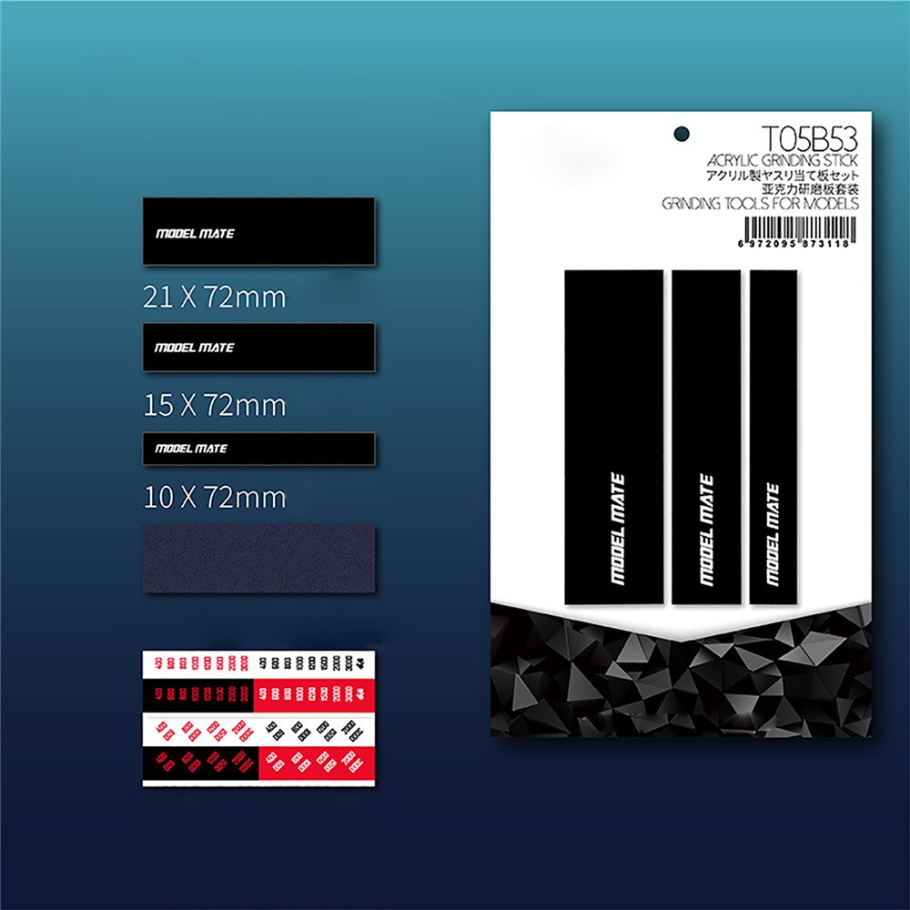 3pcs Acrylic Grinding Stick Polishing Sanding Sticks Set DIY Model Tools for Gundam Accessories Parts: Black