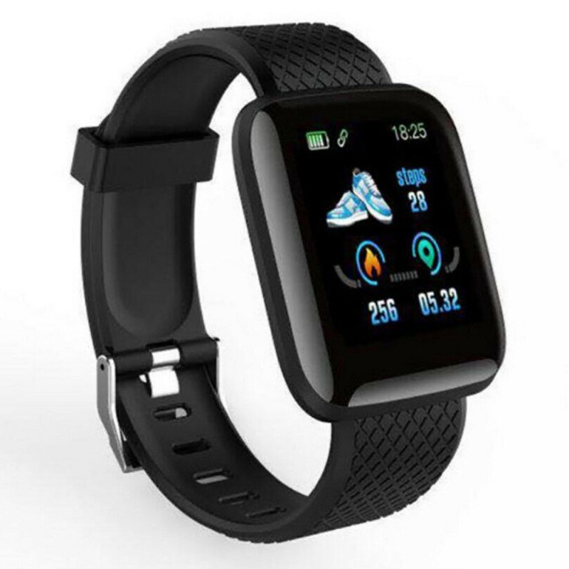 116plus Smart Watch Heart Rate Blood Pressure IP67 Waterproof Pedometer Sport Sleep Monitor Smart Wristband: Black