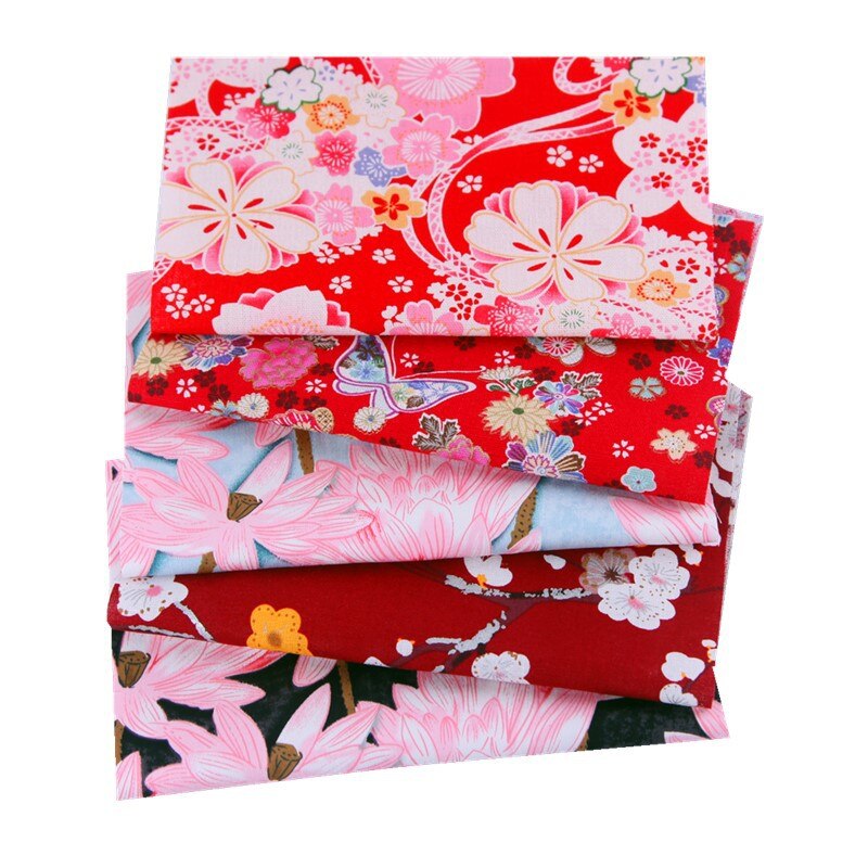 Japanischen Gedruckt Baumwolle Patchwork Tuch einstellen Bronzing NäHenne Quilten Stoffe Blumen- DIY Handgemachte Gesicht Maske Zubehör 20x25cm