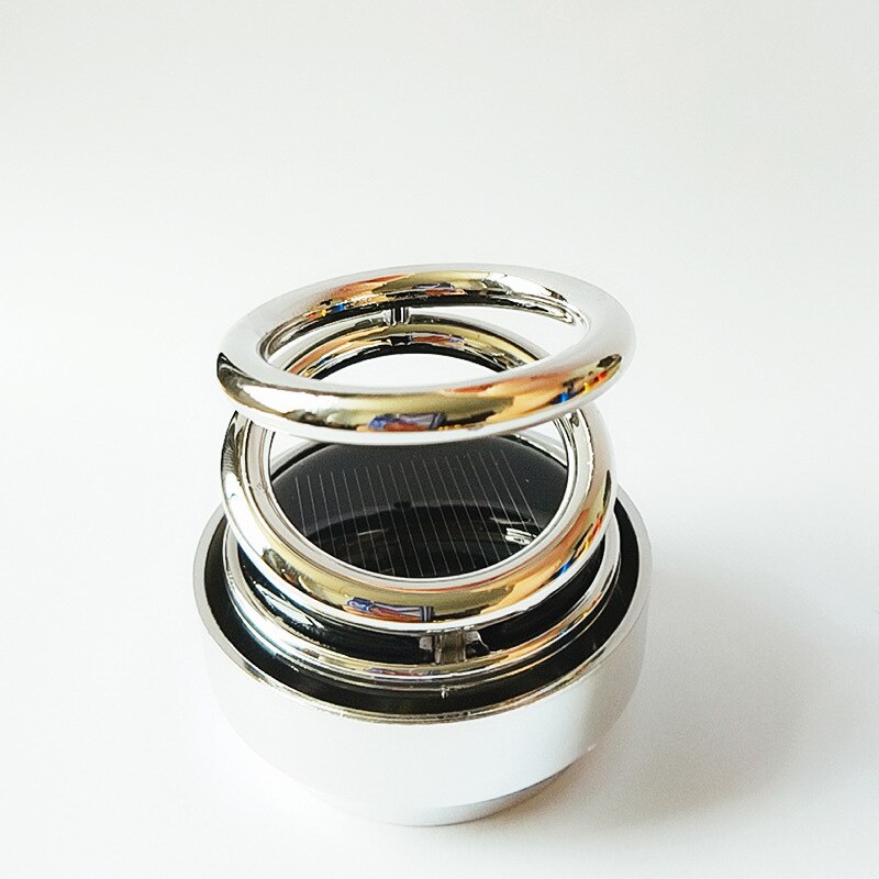 Solar Double Ring Rotating Suspension Car Perfume Air Freshener SCI88: Sliver