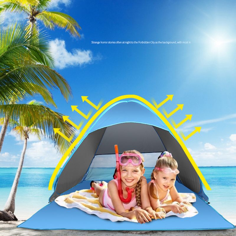 Upgrade strandtent, uv-zonwering, waterdicht, lichtgewicht strandzonwering, luifel, cabana, strandtenten, geschikt voor 2-3 personen