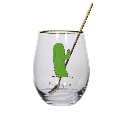 Northern Europe MEOR Cat Big Belly Gold Rim Wine Glass Mousse Tray Dessert Juice Cocktail Egg Shape Swig Cup Travel Cooler Mugs: Cactus 3