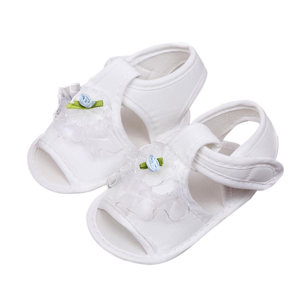 Casual Mode Pasgeboren Baby Baby Kids Meisjes Crib Schoenen Sandalen Zachte Platte Zool Anti-slip Sneakers Bloem Solid Gedrukt schoenen: WHITE / 13