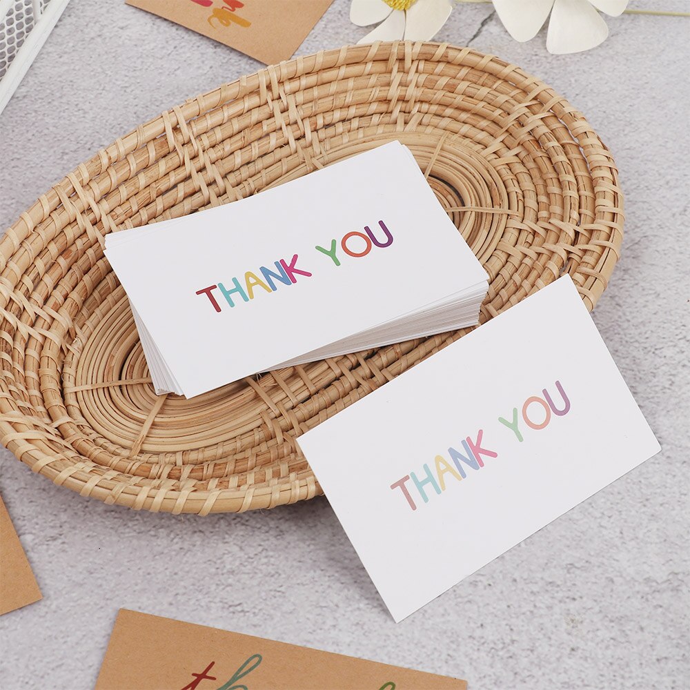 50Pcs Mini White Greeting Card Thank You Cards DIY Handwriting Message Blank Postcard Happy Birthday Wedding Party Decor