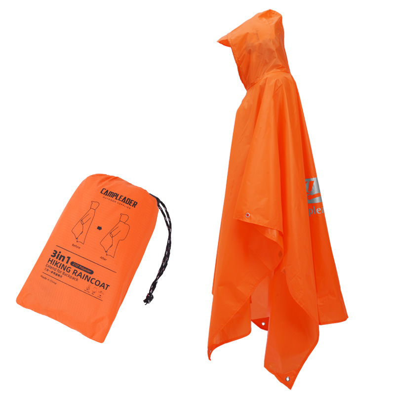 Chubasquero impermeable 3 en 1, Poncho ligero para senderismo al aire libre, chaqueta para la lluvia, cubierta para refugio solar, Camping, senderismo, ciclismo y escalada: Beige