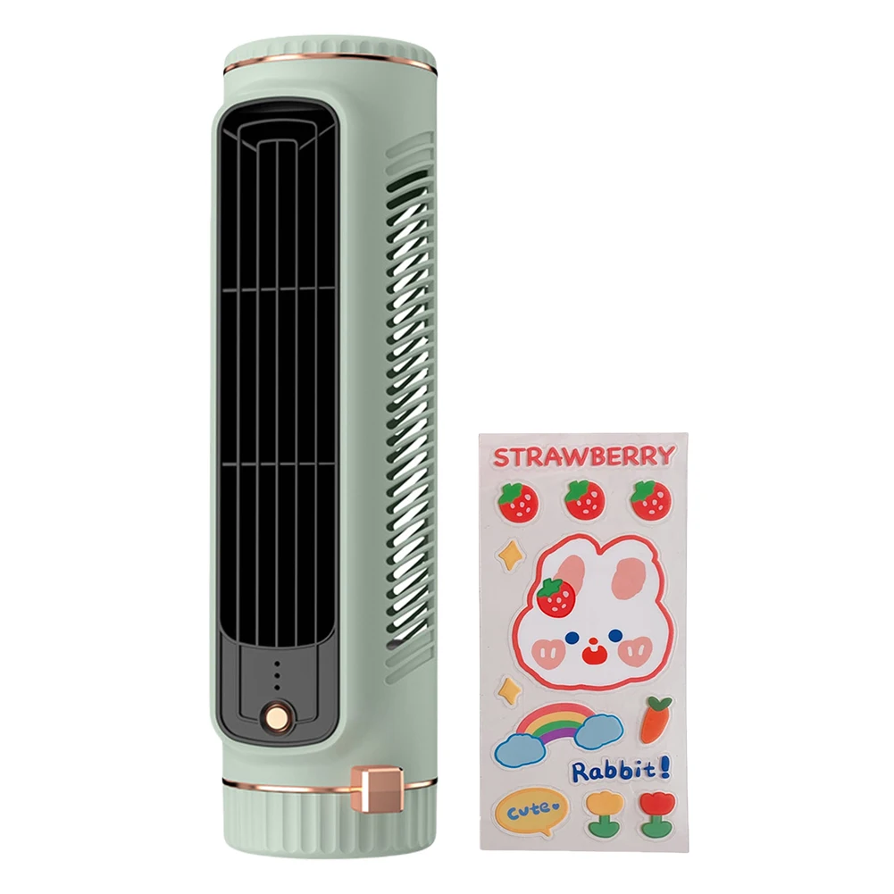 Tower Fan USB Charging Portable Air Conditioner Desktop Cooling Fan Wireless Desk Fan for Home Bedroom: green