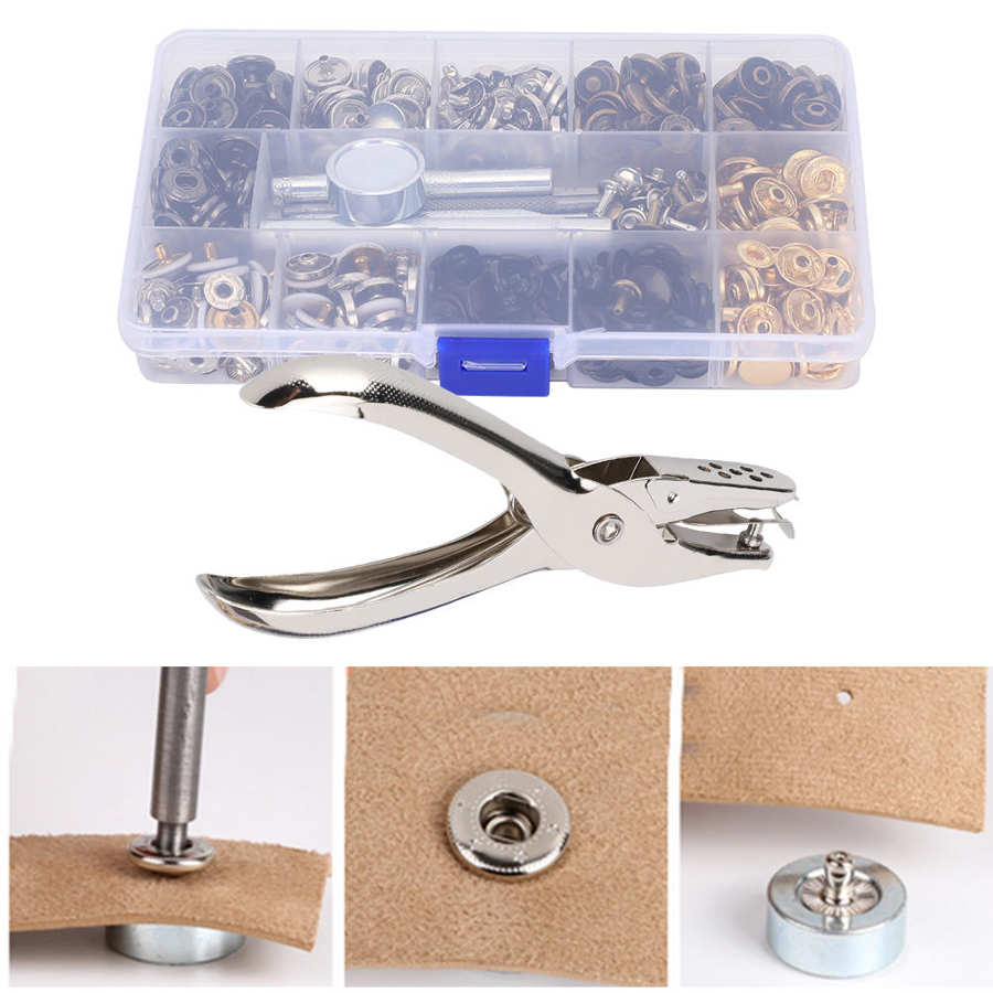 140 Set Punch Pliers + Rivet Buttons 12.5mm Metal Buttons Snap Fastener Installation Tools DIY Craft