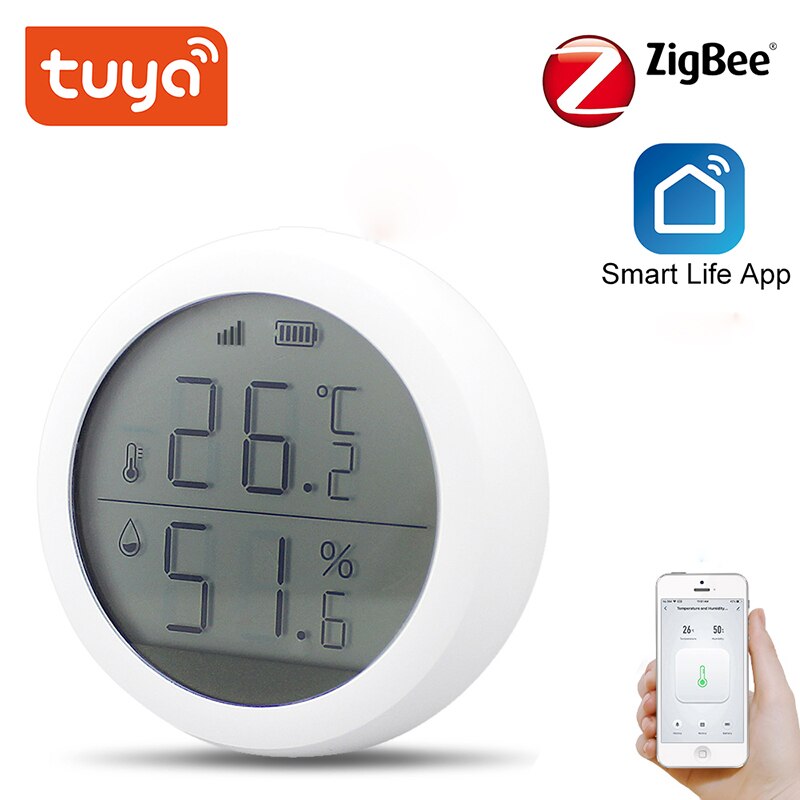 Smart Home Tuya Zigbee Temperature Sensor Wireless Humidity Sensor With LED Screen Display and Zigbee Tuya Hub