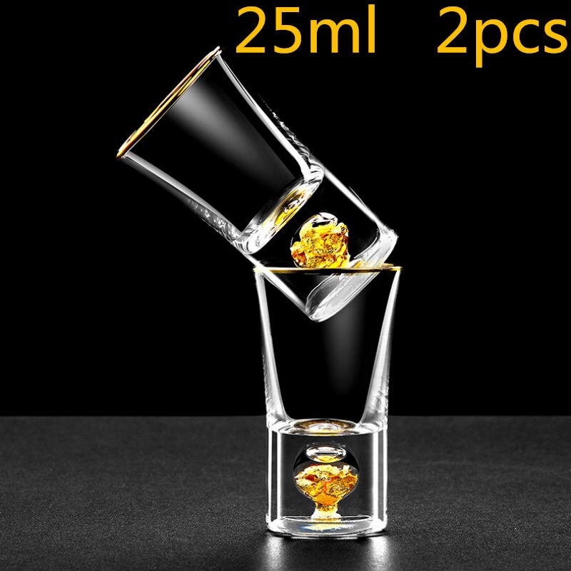 24k gullfolie krystallbrennevin brennevin glassbar høy grad gylden skyld vodka små skudd vinglass kopp vasos de cristal: 25ml 2 stk