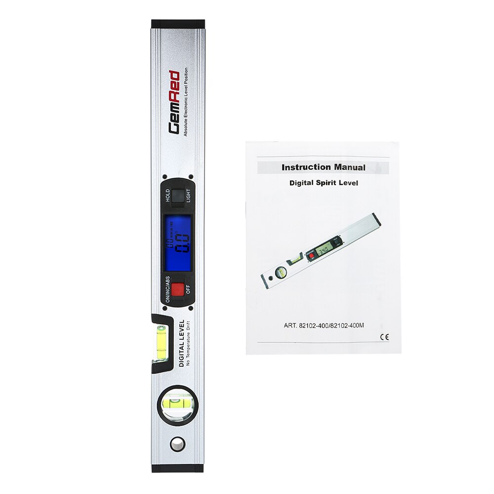 GemRed Digital Level Spirit Level Angle Finder with Magnetic Long Leveling Instrument Vertical &amp; Horizontal Spirit Bubble