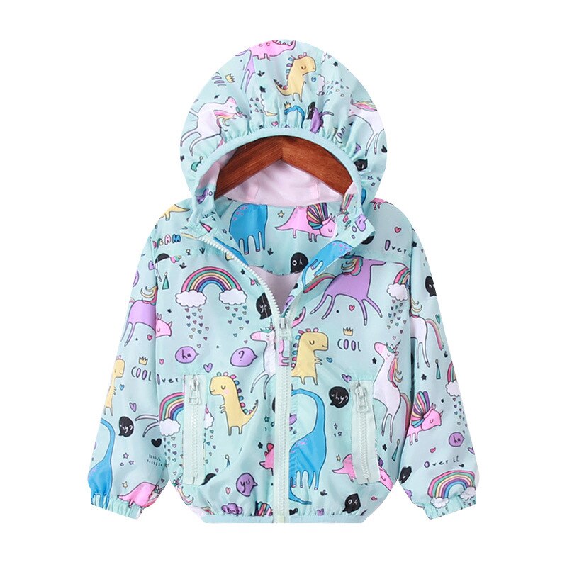 Unicornio Niñas Chaquetas Bebé Niña Niño Ropa Primavera Niños Estampado de manga larga Abrigo con capucha de unicornio Prendas de abrigo Tops Abrigo de bebé: J041 blue unicorn / 24 meses