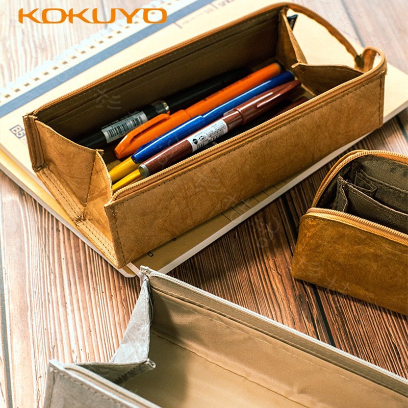 Cartuchera KOKUYO DuPont de papel Vintage, bolígrafo de gran , bolsa de gran capacidad, resistente al agua y firme, con más compartimentos