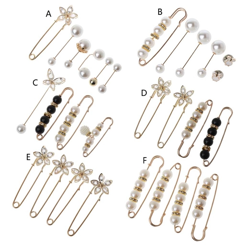 Trui Shawl Clip Dubbele Faux Pearl Broches Shirt Pin Knoppen Parel Crystal Taille Broek Extender Veiligheidsspelden Voor Vrouwen