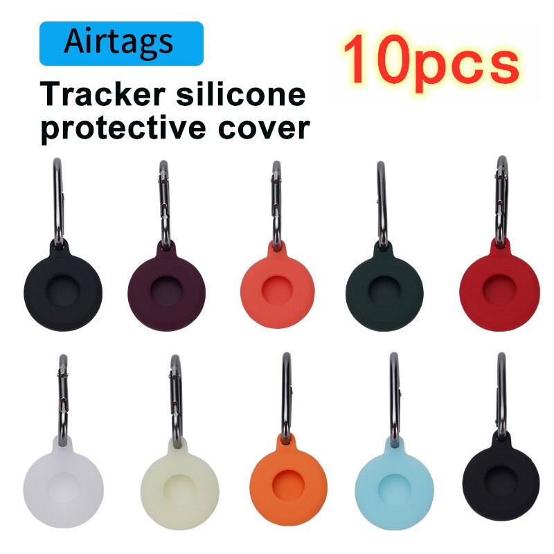 10pc For Apple Airtags Locator Case Silicone Protective Case Sleeve For Locator Tracker Anti-lost Device Keychain Protective