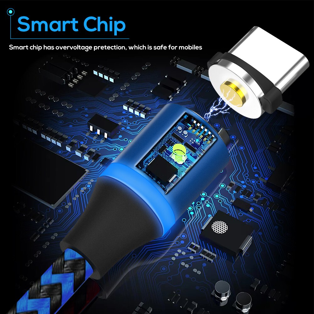 Magnet ladekabel 3 in 1 topk 360 rotation magnet telefon ladekabel mit led-licht für micro usb typ c kabel