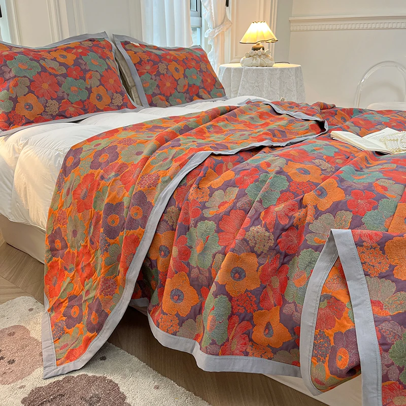 Dubbellaags bedovertrek katoenen deken Jacquard sprei garen geverfde spreien en dekbedden Beddekens Bank Handdoek Lakens