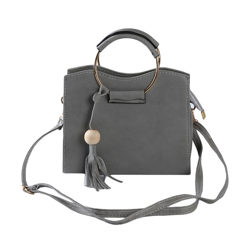 Bolso pequeño cuadrado con anillo de Metal para mujer, bandolera de hombro, tendencia, versión coreana