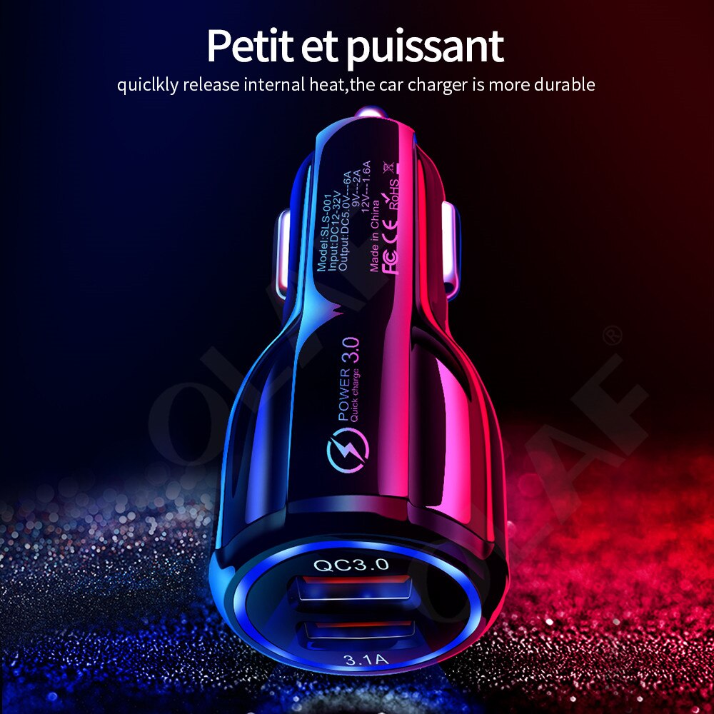 Olaf chargeur de voiture pour téléphone portable Charge rapide 3.0 USB chargeur pour iPhone 11 Pro max Samsung A90 A50 Hauwei Mate 30 chargeur rapide