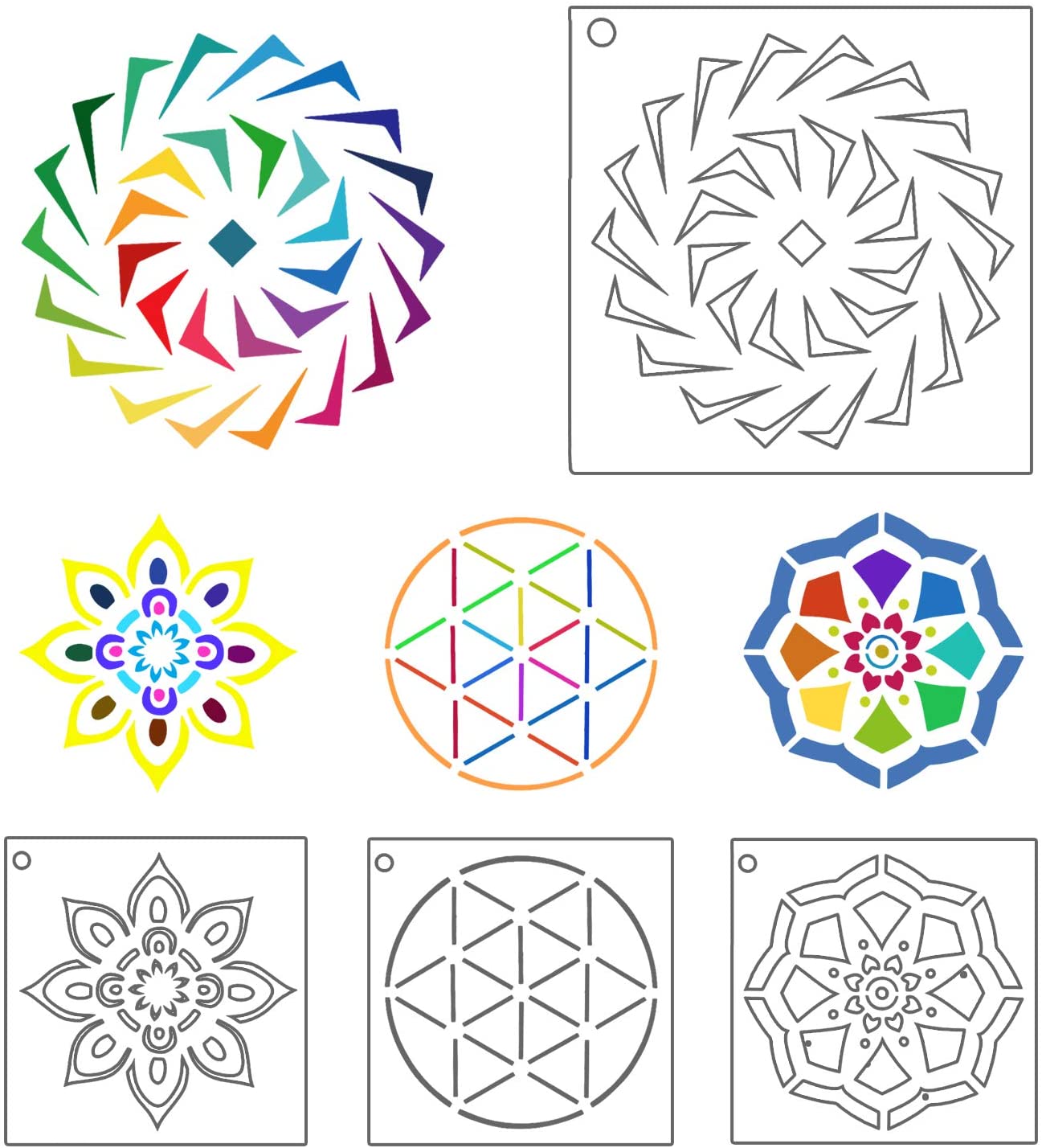 56 Pack Mandala Dot Painting Templates Stencils Perfect for DIY Rock Painting Art Projects 3.6x3.6 inch 9X9 cm