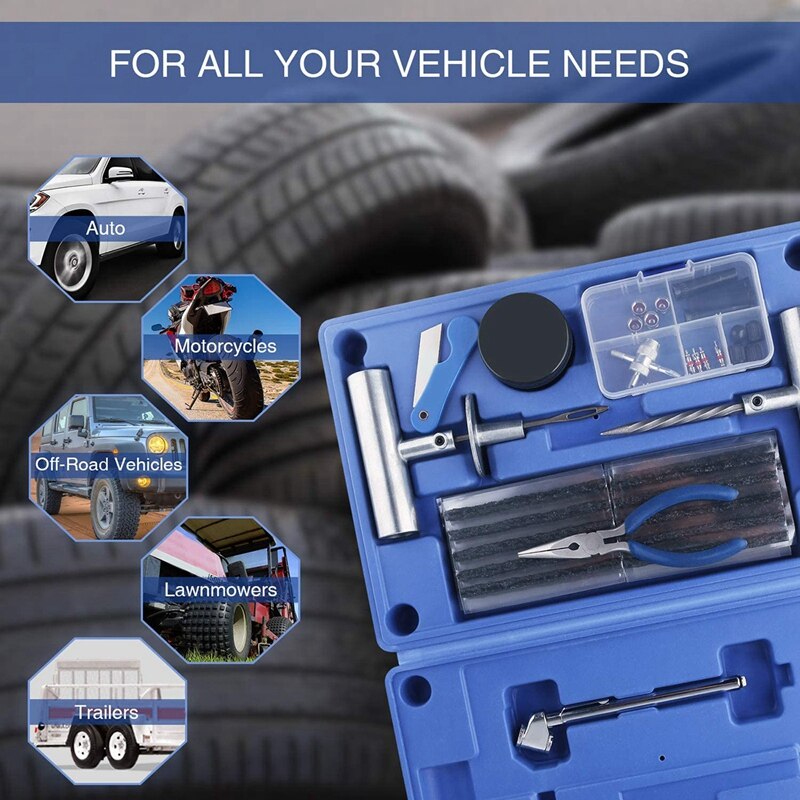 Tire Repair Kit - 67Pcs Heavy Duty Tire Repair Tools & Tire Repair Set for Car, Car Tubeless Heavy Duty Repair Tool