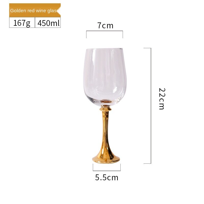 Diamond-studded wine glass, metal base, glass, crystal stem wine glass, champagne glass, family party, restaurant, bar, wine set: A