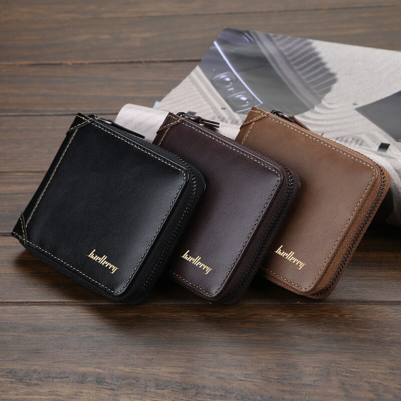 Baellerry Vintage Top Men Wallets Leather Card Holder Wallets and Purses Black Brown Small Wallet