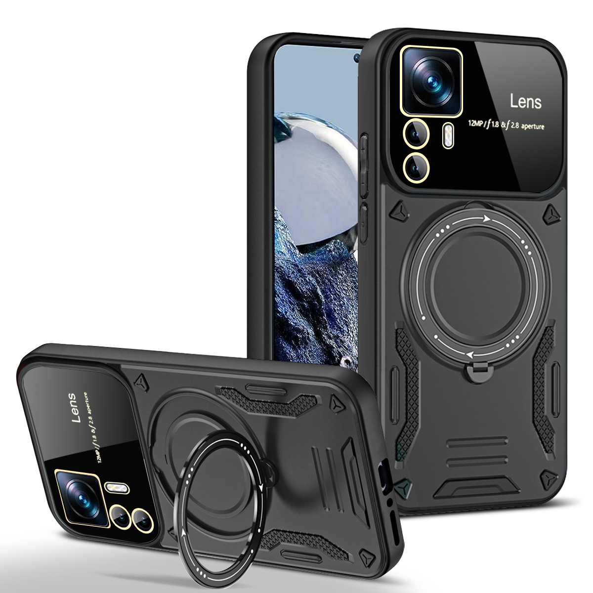 Pour Xiaomi 12T Pro étui Magsafe magnétique sans fil Charge armure étuis pour Xiaomi Mi12T Mi 12T Pro anneau support couverture de téléphone: ABS / Beige