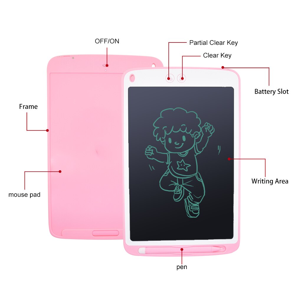 CHIPAL 10&quot; LCD Writing Tablet Partially Erasing Digital Drawing Tablet Handwriting Pads Portable Electronic Board Board with pen