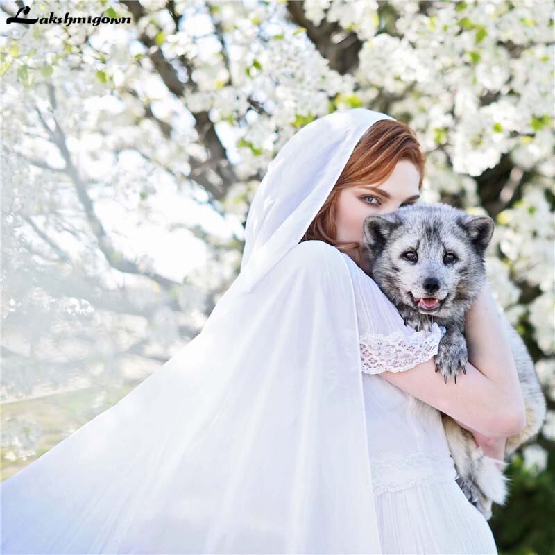 Hochzeit Zubehör Lange Chiffon Umhänge für Bräute Mit Kapuze Umhänge wickelt für Hochzeit Weiß zuckt mit den Schultern für frauen Frauen wickeln Kap Abend