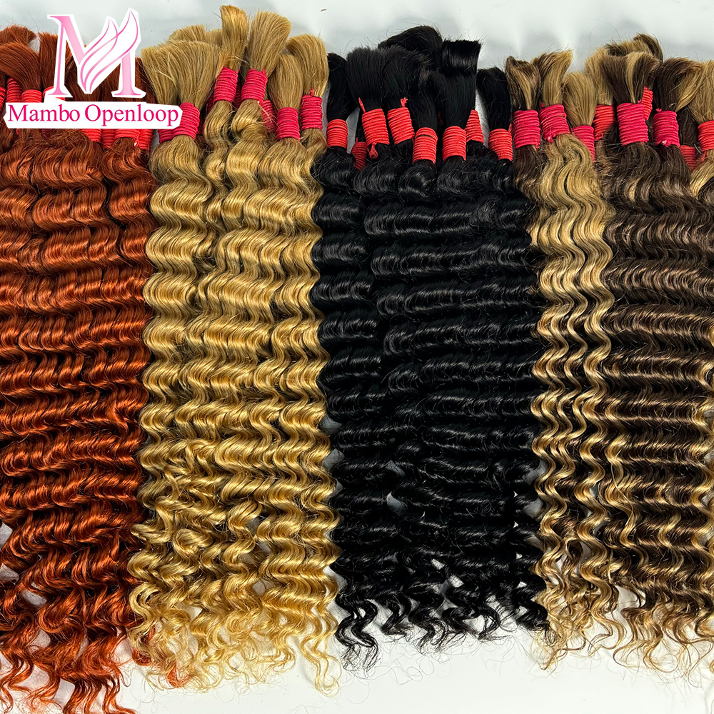 Trenzas bohemias de 16-22 pulgadas, cabello humano trenzado de ondas profundas, mechones de cabello humano rizado, añadir para Boho Locs Crochet