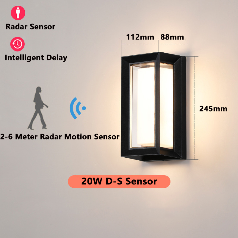 Med bevægelsessensor væglampe udendørs belysning 20w væglamper udendørs  ip65 vandtæt led væglampe veranda balkon have  ac220v: Lysegrøn / Hvid