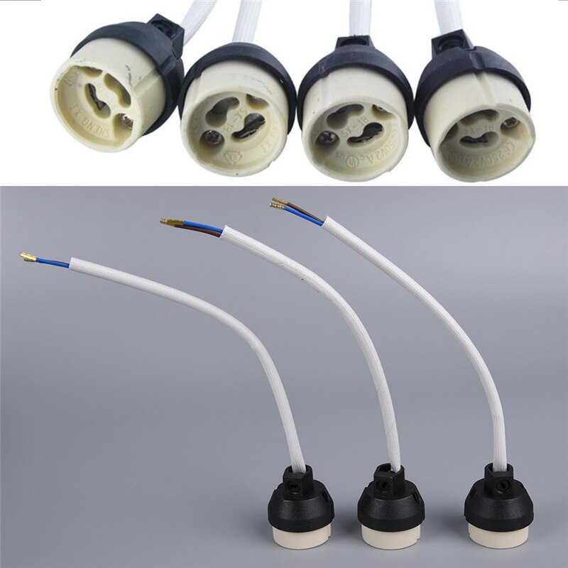 1Pc GU10 Base Socket Adapter Wire Connector Porselein Halogeen GU10 Lamp Houder Voor Led Spot Gloeilamp Keramische
