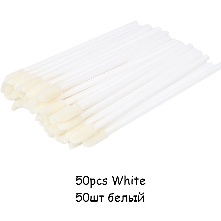 50 Stuks Wegwerp Lip Borstel Wimperborstels Wimpers Micro Borstels Wimper Extension Applicator Cleaner Beauty Makeup Tools: 50pcs White