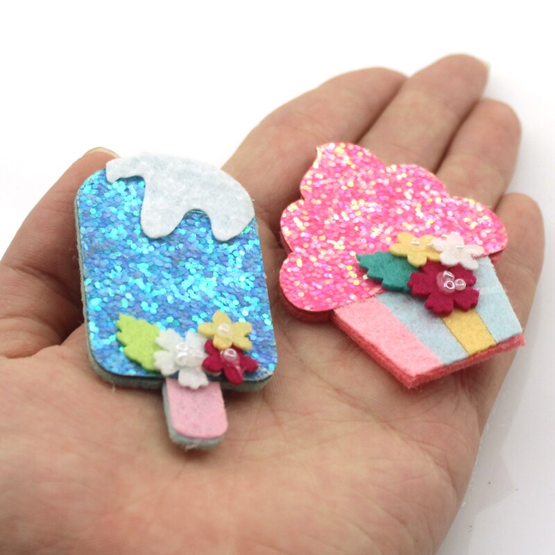 Brillo sandía sentía apliques DIY piña Cupcake paleta plana sentía apliques