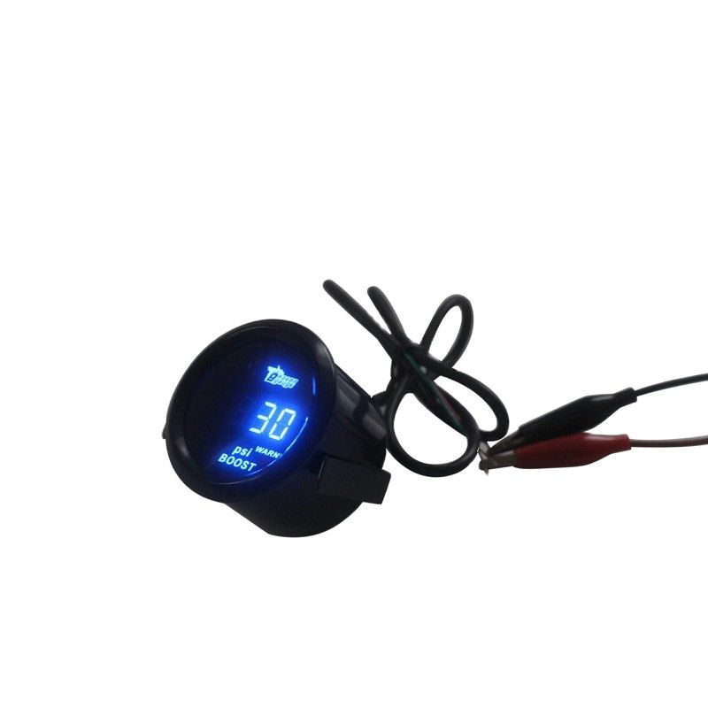 52mm Digital Turbo Boost Gauge Meter with Sensor Unit -15~30 PSI Blue light And Red Warning Light