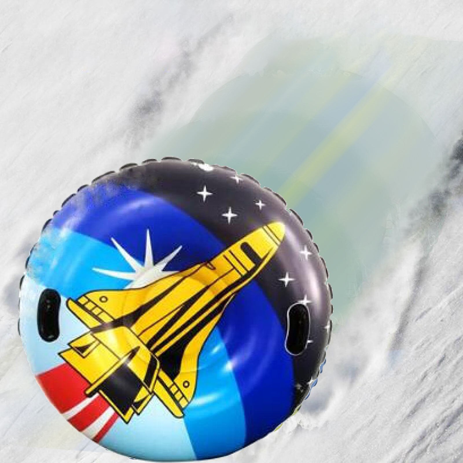 Tubo da neve gonfiabile in PVC-fondo spesso sci con maniglie per adulti