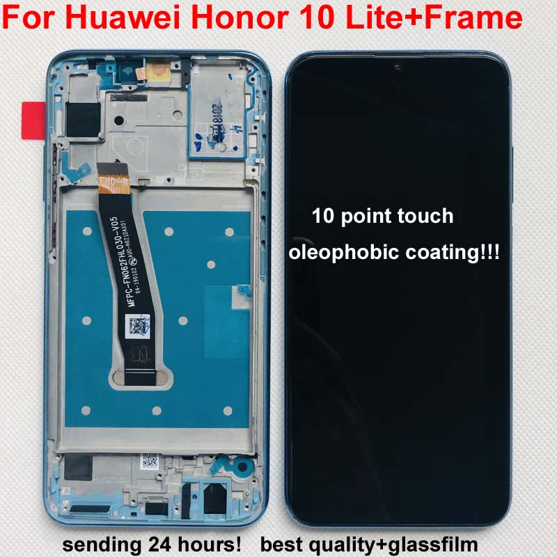 100% pantalla Original para Huawei Honor 10 Lite LCD Digitalizador de pantalla táctil con Marco Mundial versión 6,21 "HRY-LX1 HRY-LX2 HRY-L21