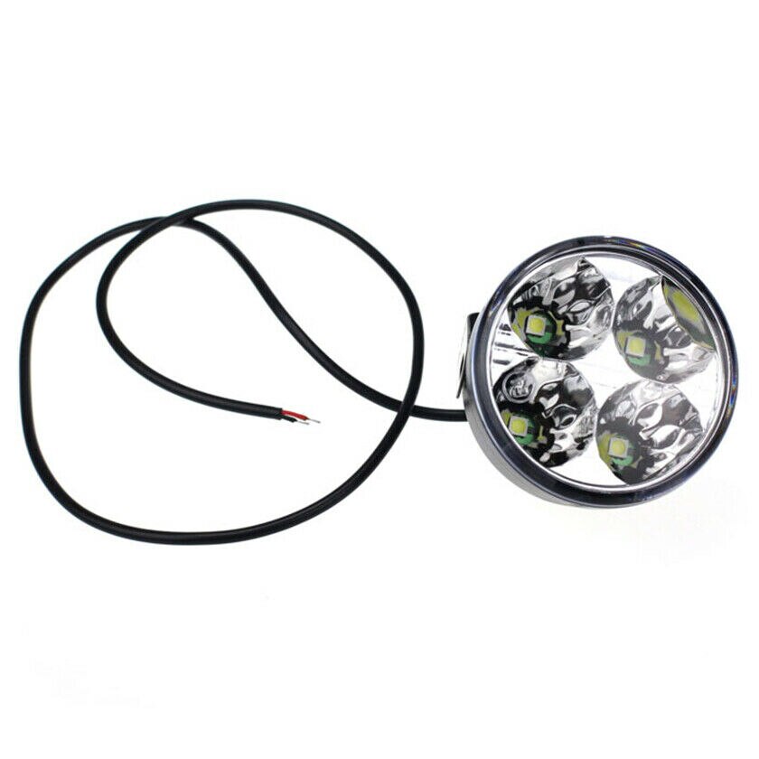 2pcs White 4 LED DRL Round Daytime Running Light Car Fog Day Driving Lamp 6000K For Corner Light Side Marker Lights