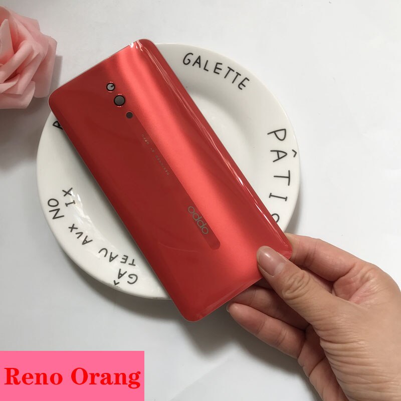100%  originalt glas batteridæksel til oppo reno / reno 10x zoom / reno z baghus bagcover glas batteri dør sag: Reno orange