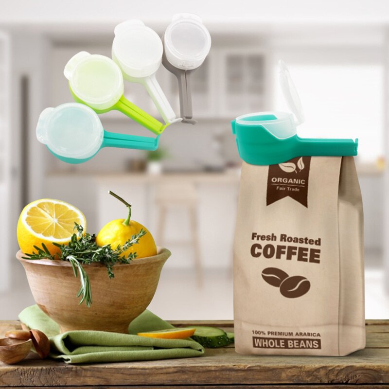 4 stuks zakklemmen voor het bewaren van voedsel, afsluitklemmen met schenktuit, keukenklem voor het afsluiten van plastic doppen, opberg- en organisatiegereedschap