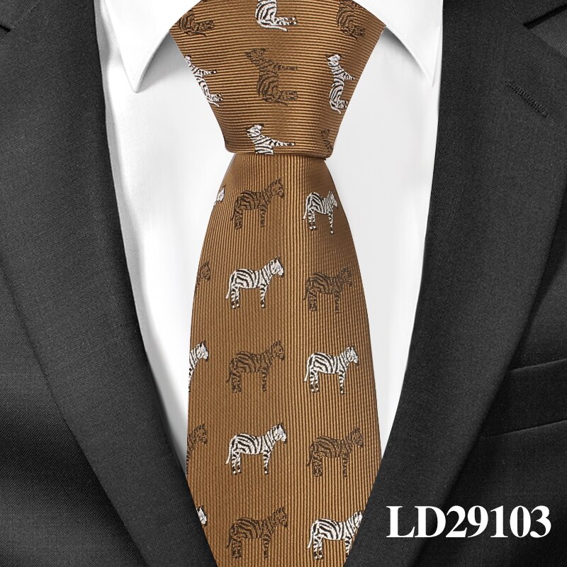 Gravata dos desenhos animados para homens poliéster jacquard animal gravata para casamento ternos de negócios 6cm gravata magro gravata masculina gravatas: LD29103
