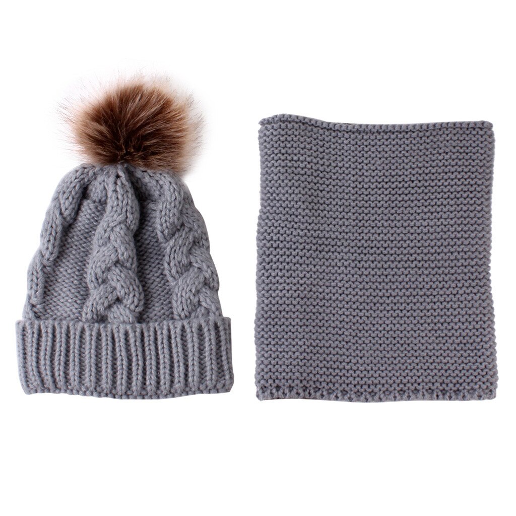 Nette Baby Hütte Schal einstellen Winter freundlicher Gestrickte Kappe Schal Warme Halstuch Winter Hütte Junge Mädchen Häkeln Hüte Kappen schals