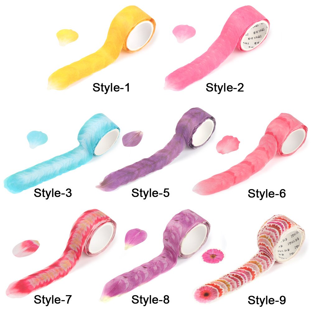 200Pcs/Roll Sakura Marking Tape Flower Petals Paper Tape Decorative Masking Tape Sticky Paper Scrapbooking Diary Paper Stickers