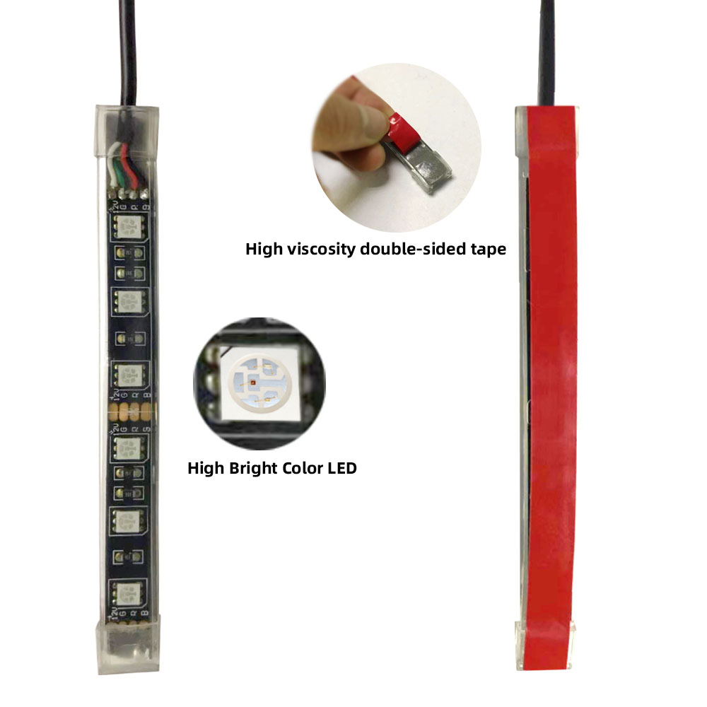 Motorcycle LED Light Kit Strips 5050 RGB Colorful Atmosphere Lights 12PCS Waterproof Light Strip Voice Control RF Wireless Remot