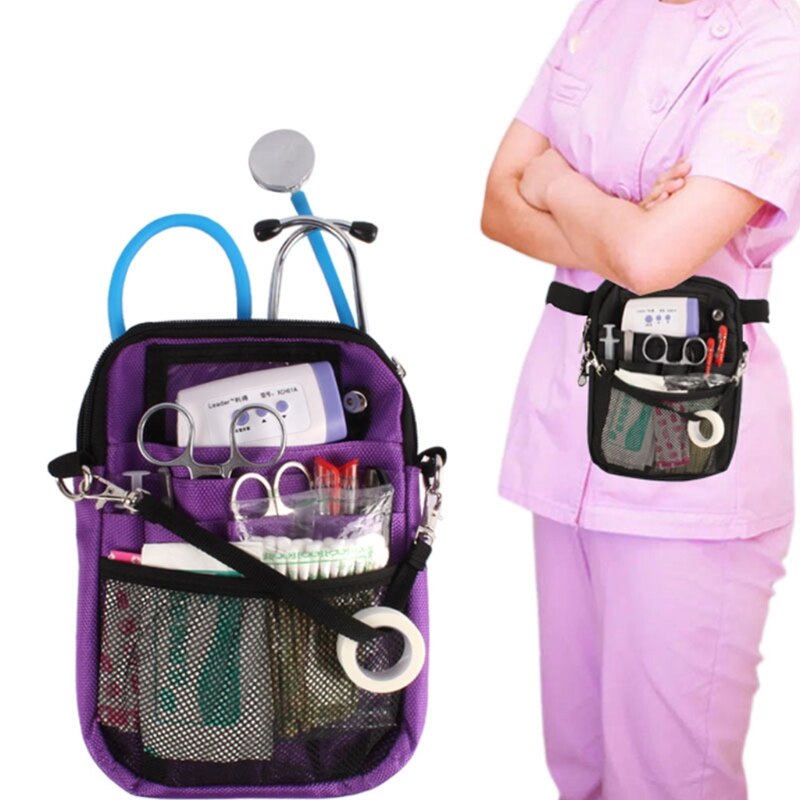 Nursing Bag for Nurse with Tape Holder Multi Compartment Belt Pouch Fanny Pack Waist Tools Stethoscopes Other Supplies