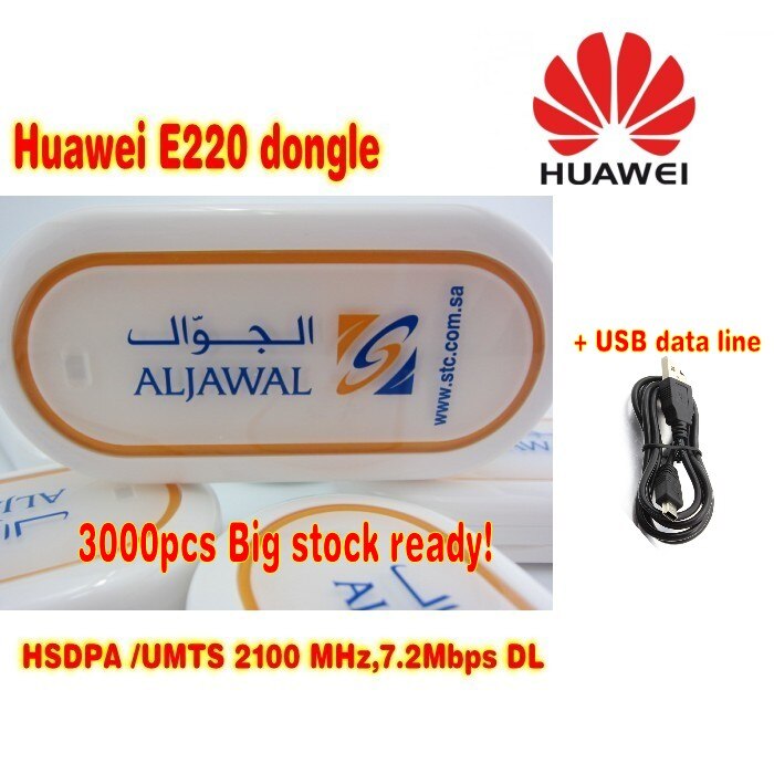 UNLOCKED E220 HUAWEI modem, 7.2 Mbps HSDPA modem plus met datalijn