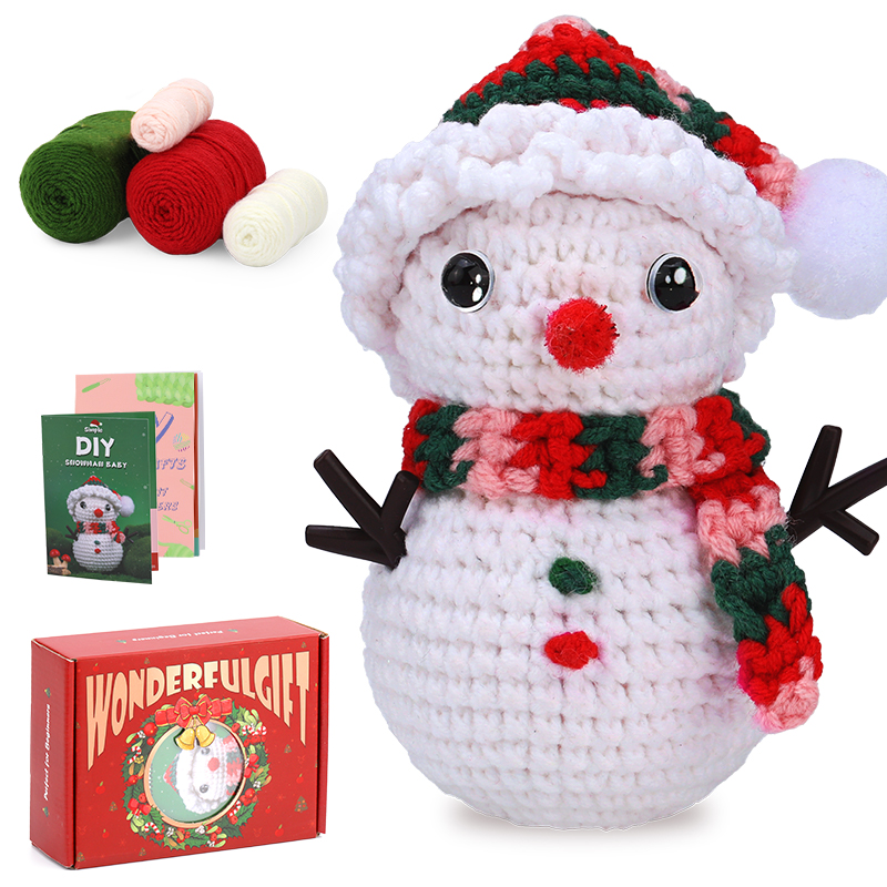 MIUSIE Kit de iniciación de ganchillo navideño, kit completo de tejido artesanal con hilos de ganchos de ganchillo, tutoriales de vídeo para de bricolaje: Verde militar