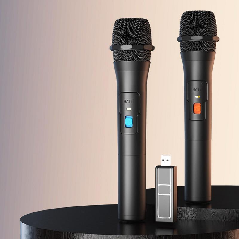 1 Pair VHF Wireless Microphone System Kits USB Receiver Handheld Karaoke Microphone Home Party Smart TV Speaker Singing Mic